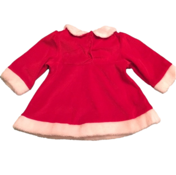 Baby Girl Red Velour Christmas Dress 6-9 Months - Picture 2 of 3